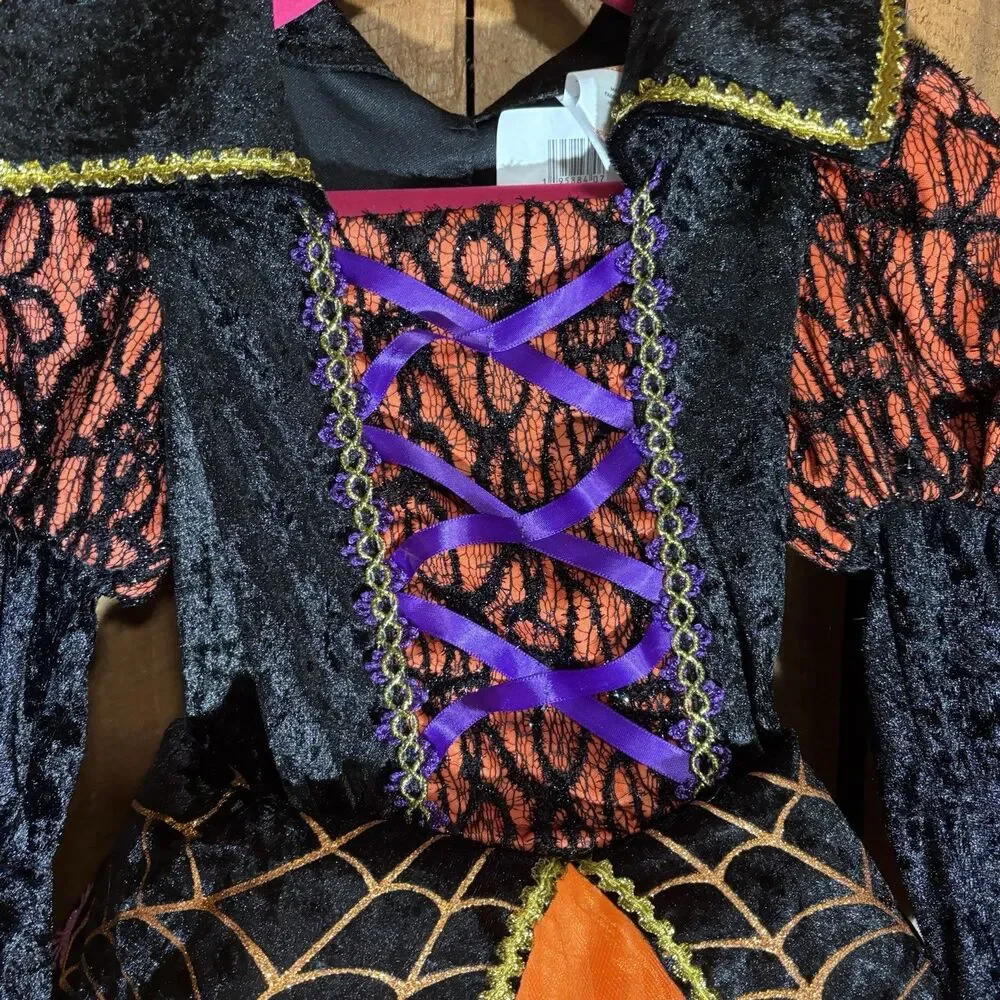 Rubie's Orange Spider Witch Girl's Small (5-6) Halloween Costume Dress Up - Picture 5 of 16